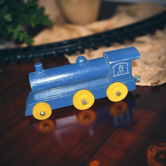 1950s Blue Strombeck-Becker Mfg. Company Wooden Train Engine A30 - Picture 1 of 7